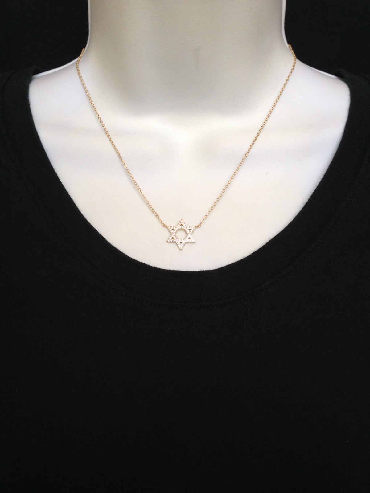 925 Sterling Silver Cz Star of David Pendant Necklace Womens 14.5mm(0.57″) Gold