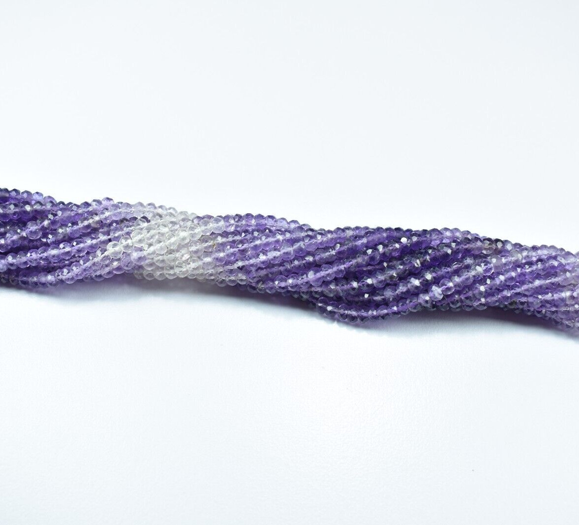 Natural Amethyst Shaded Rondelle Faceted Loose Gemstone Beads 13″ 1 Strand 4mm