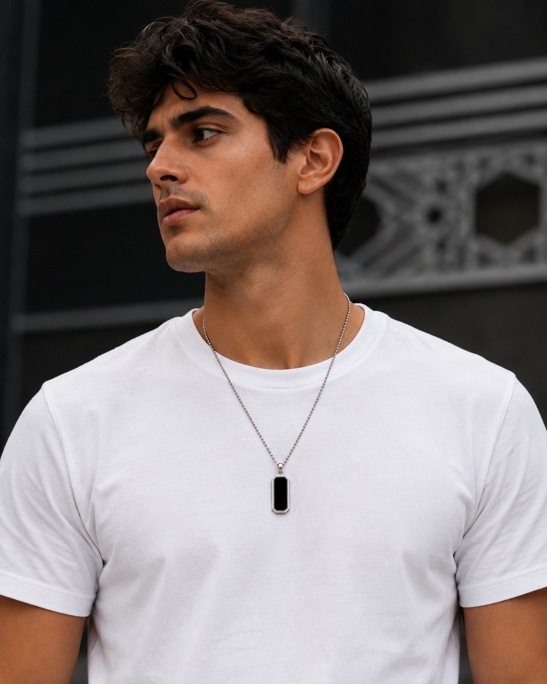Geometric Simplicity Drop Glue Hanging Tag Stainless Steel Pendant Necklace