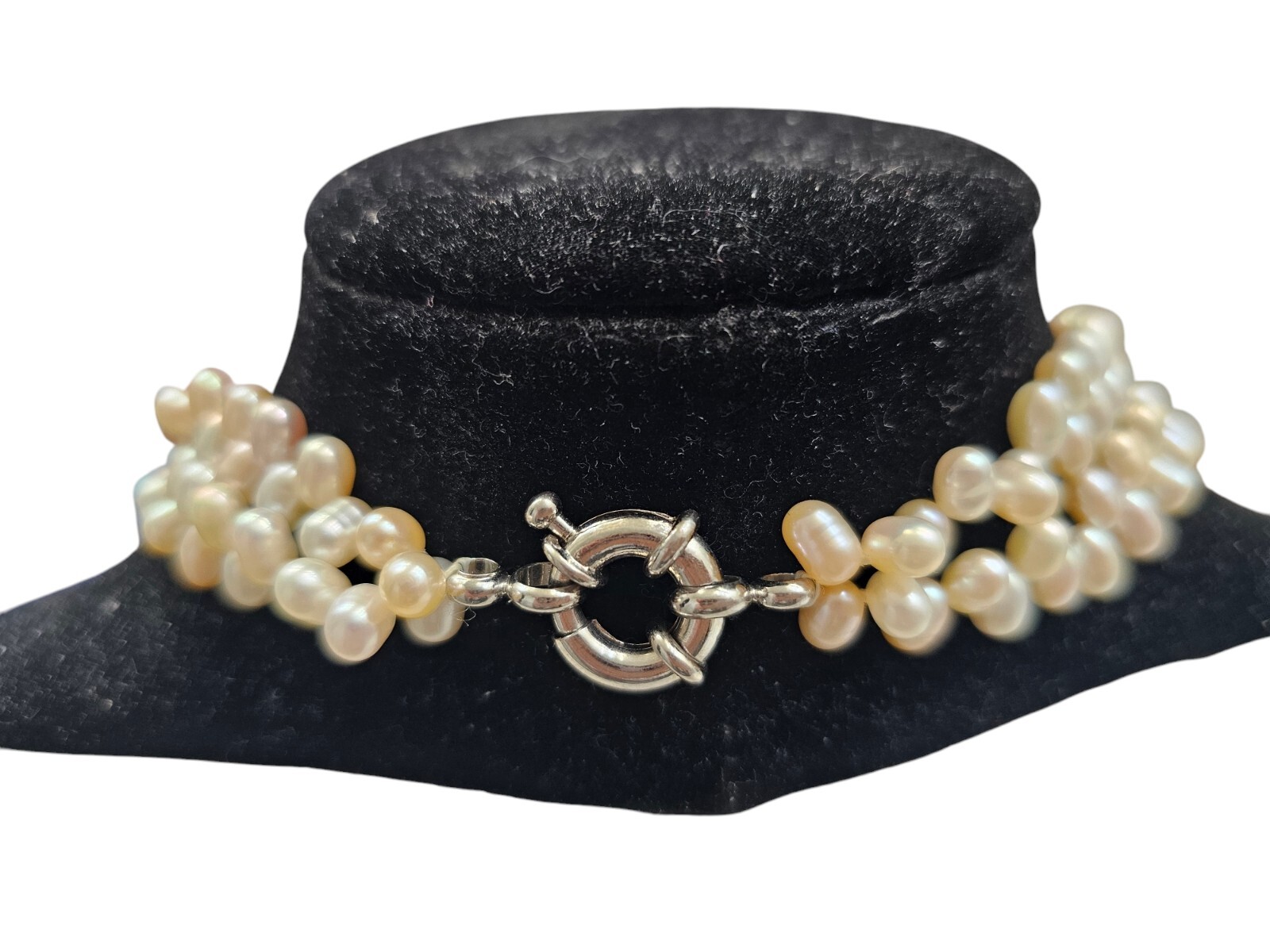 Double Strand Of Small Pearls Cream & Champagne Colors 17″