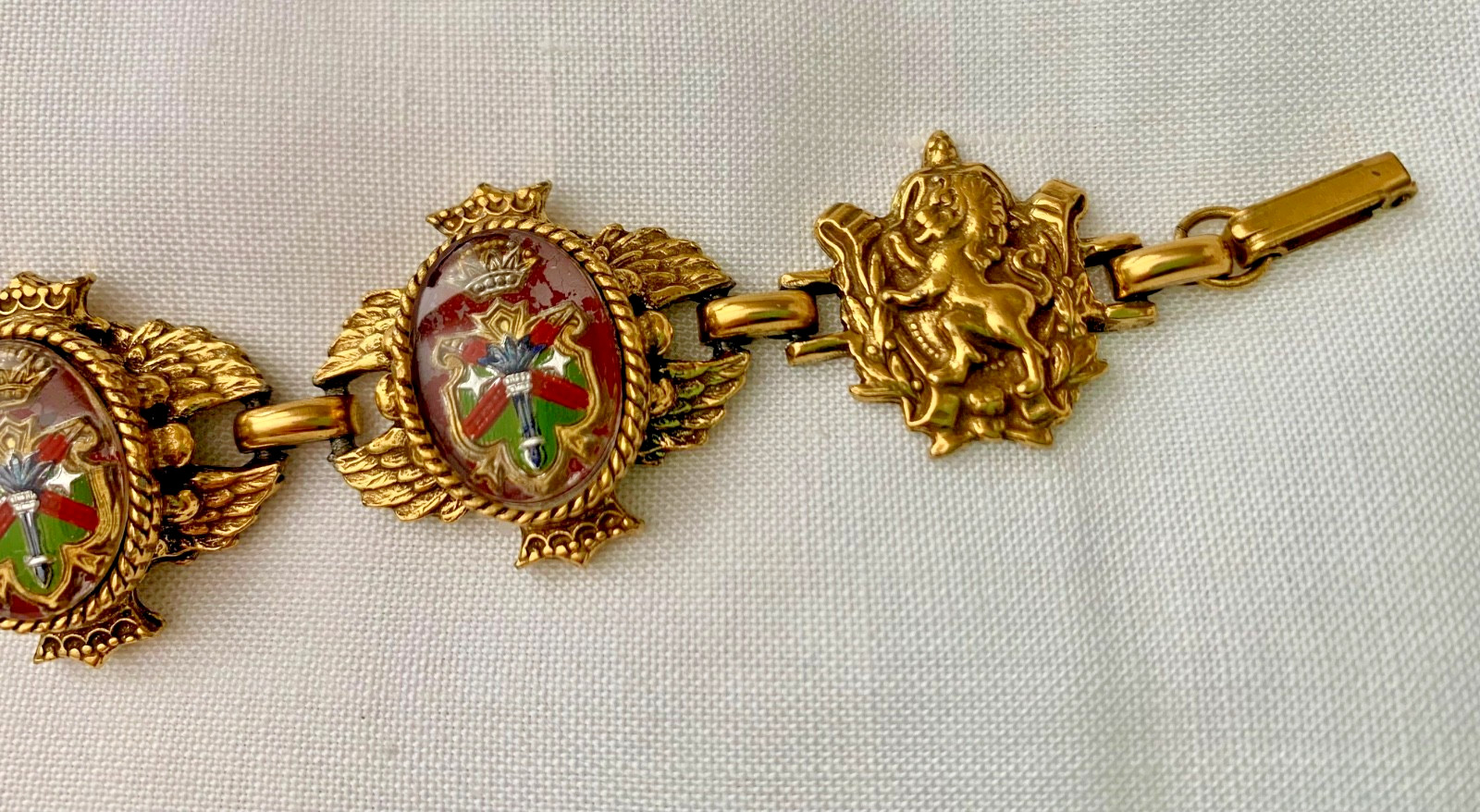 Coat of Arms Enamel Bracelet and Earrings – Heraldic Lion Passant – High Quality