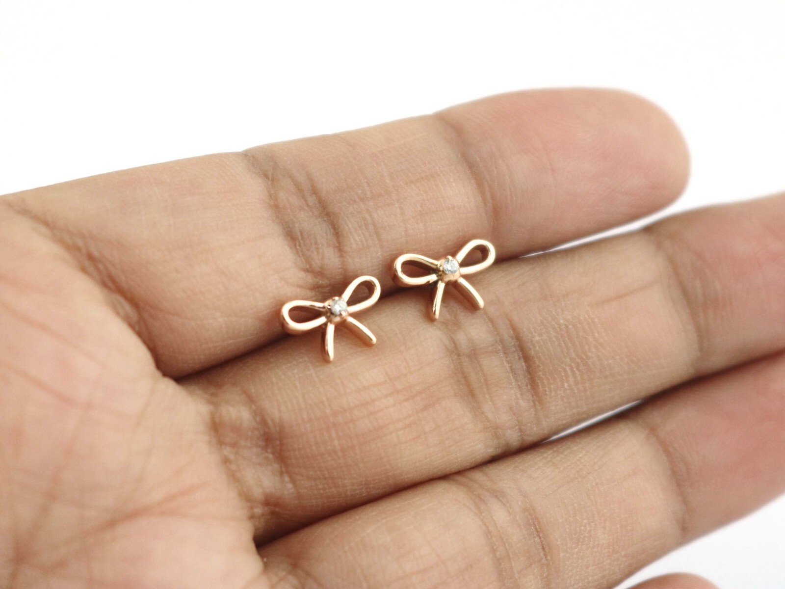 Bow Studs 925 Silver Rose Gold Dainty Bow Minimal Earrings Memorial Gift