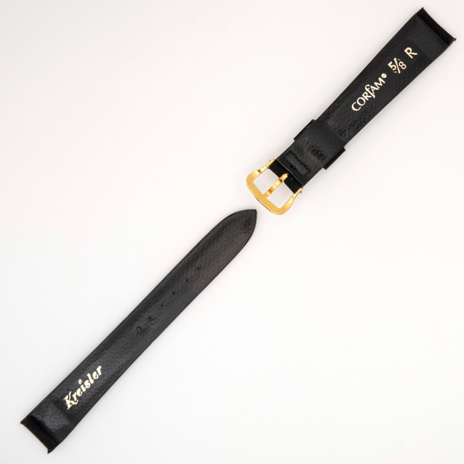 Vintage Kreisler 16.0 mm Corfam wristwatch strap with goldtone tang buckle