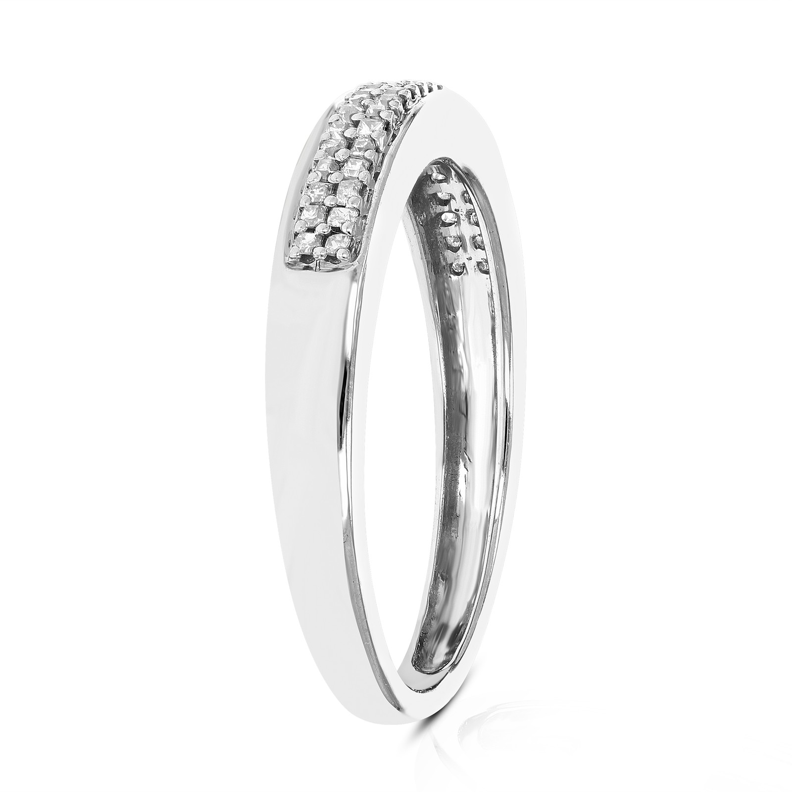 1/4 cttw Two Row Princess Cut Diamond Wedding Band 10K White Gold Size 7