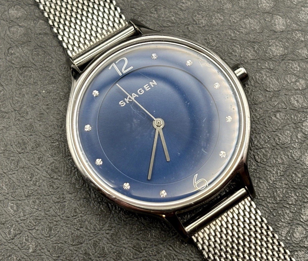 Skagen Anita Stainless Steel Mesh Blue Dial Women’s Watch NEEDS BATTERY