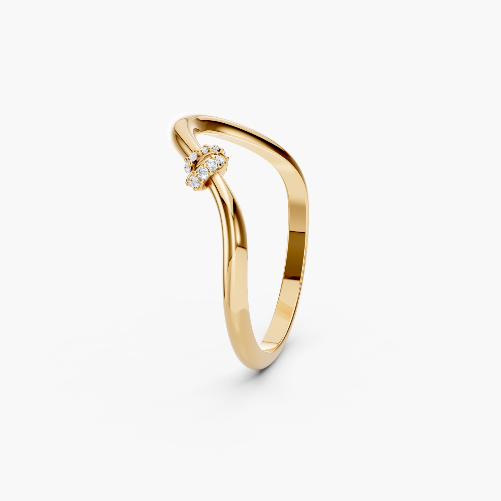 V Shape Lab Diamond Ring 14K Rose Gold D-F- VVS Chevron Stackable Wedding Band