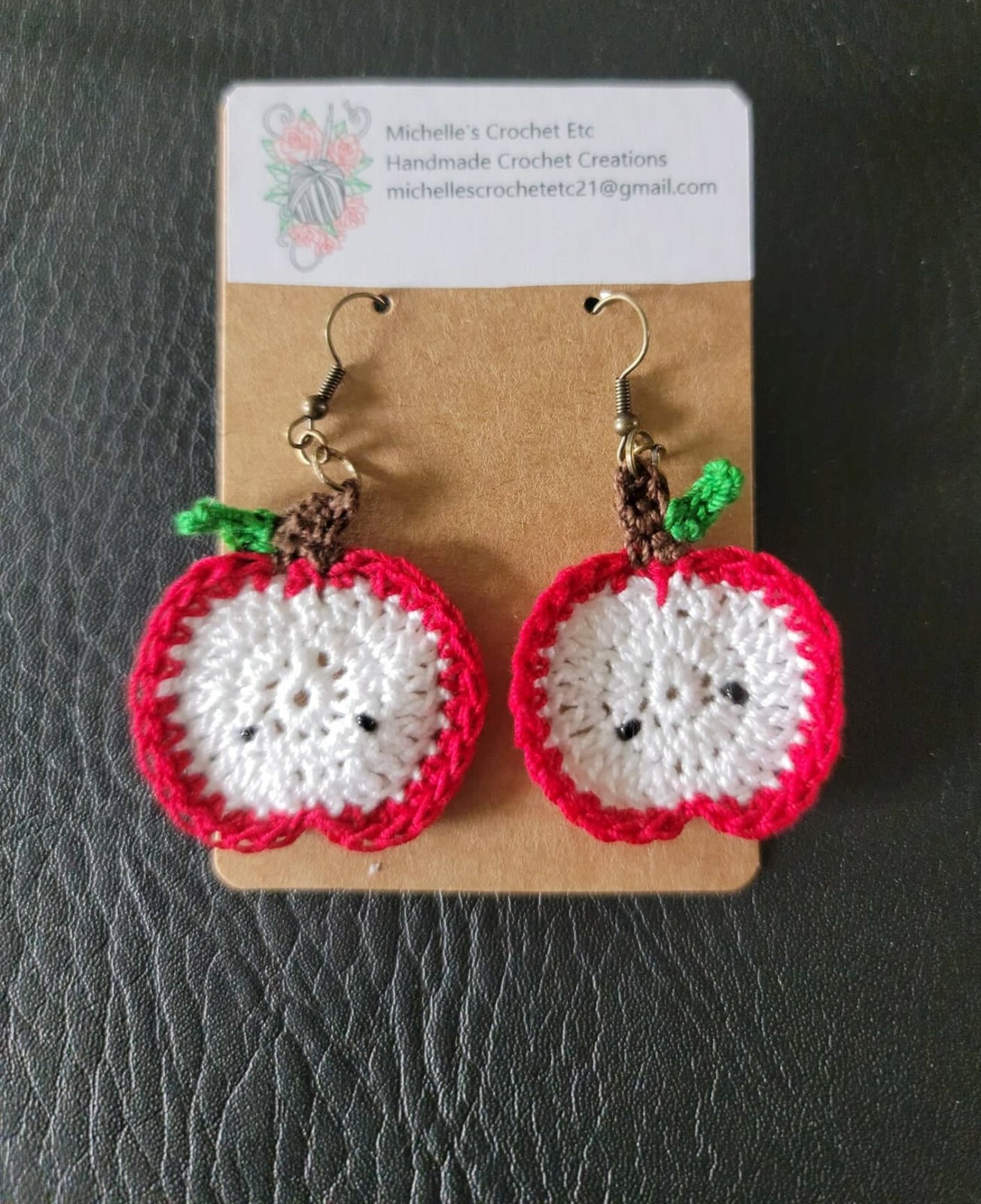 Crochet Earrings Blue Brown Green Eyeballs Apples Pumpkins Candy Corn Handmade