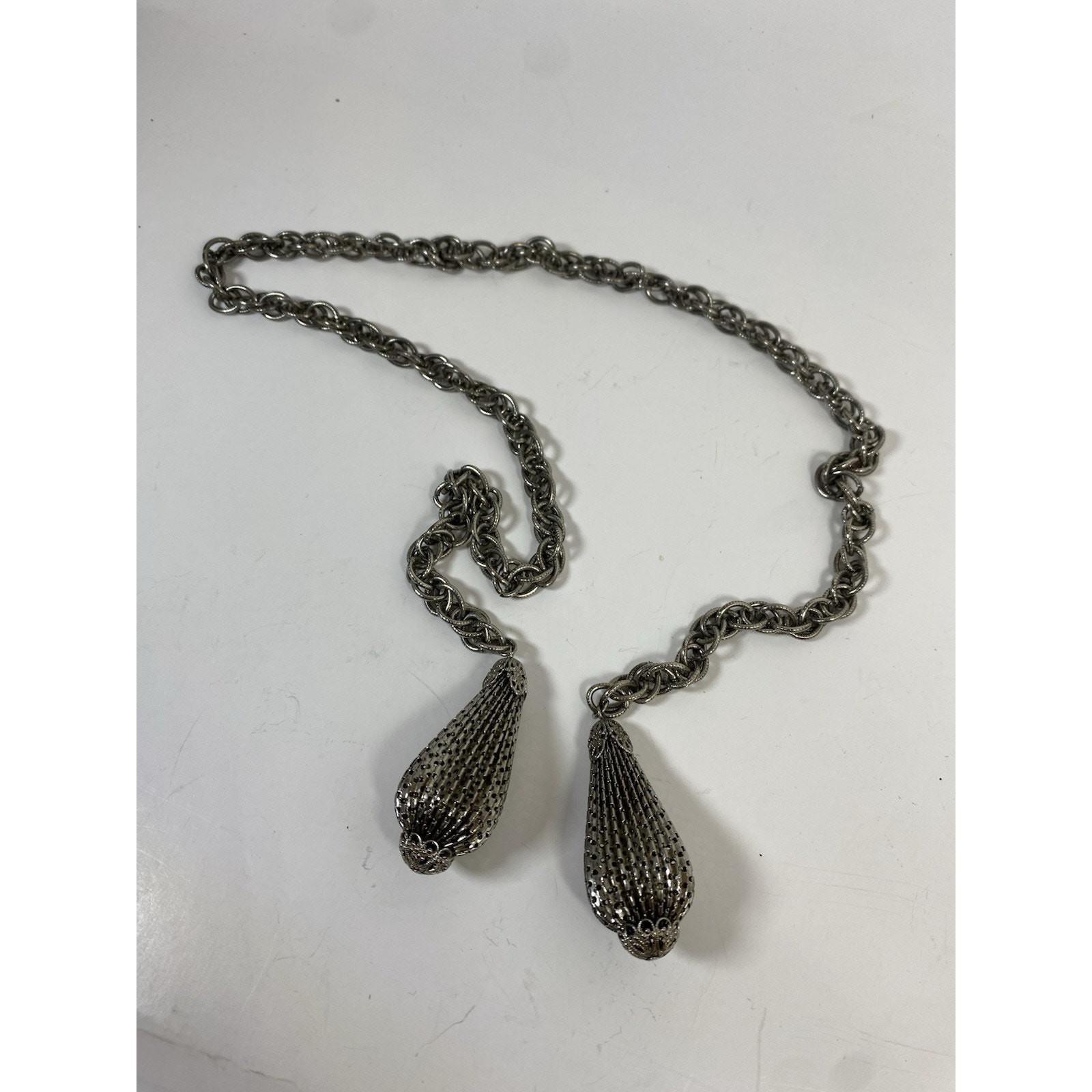 Vintage Silver Tone Lariat Necklace 32 In Long Women’s Fashion Jewelry
