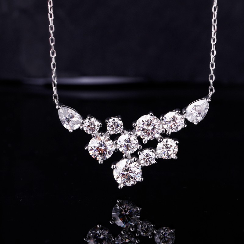 4.8CTW Pear Round Cut Moissanite Pendant Women’s Necklace 18K White Gold Plated