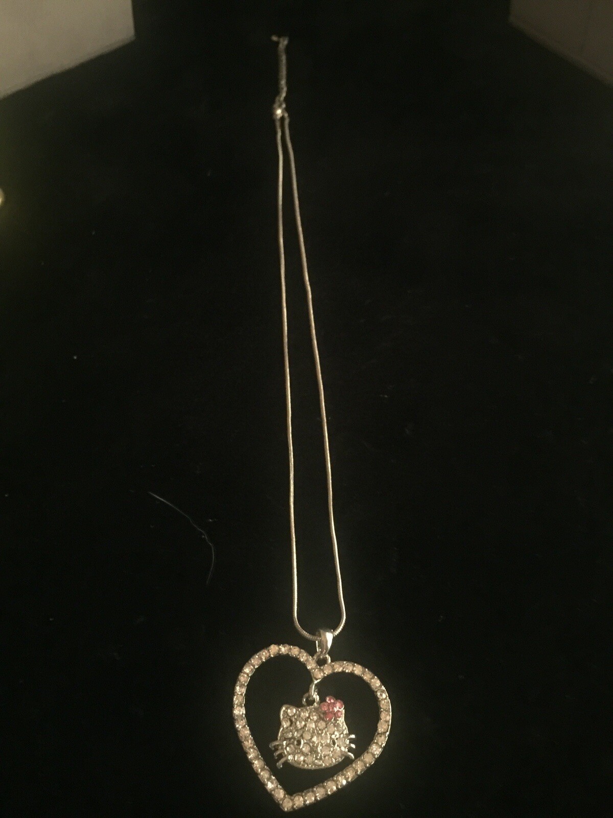 Hello Kitty necklace In Heart Radium Plated Reflective Crystals Rhinestones