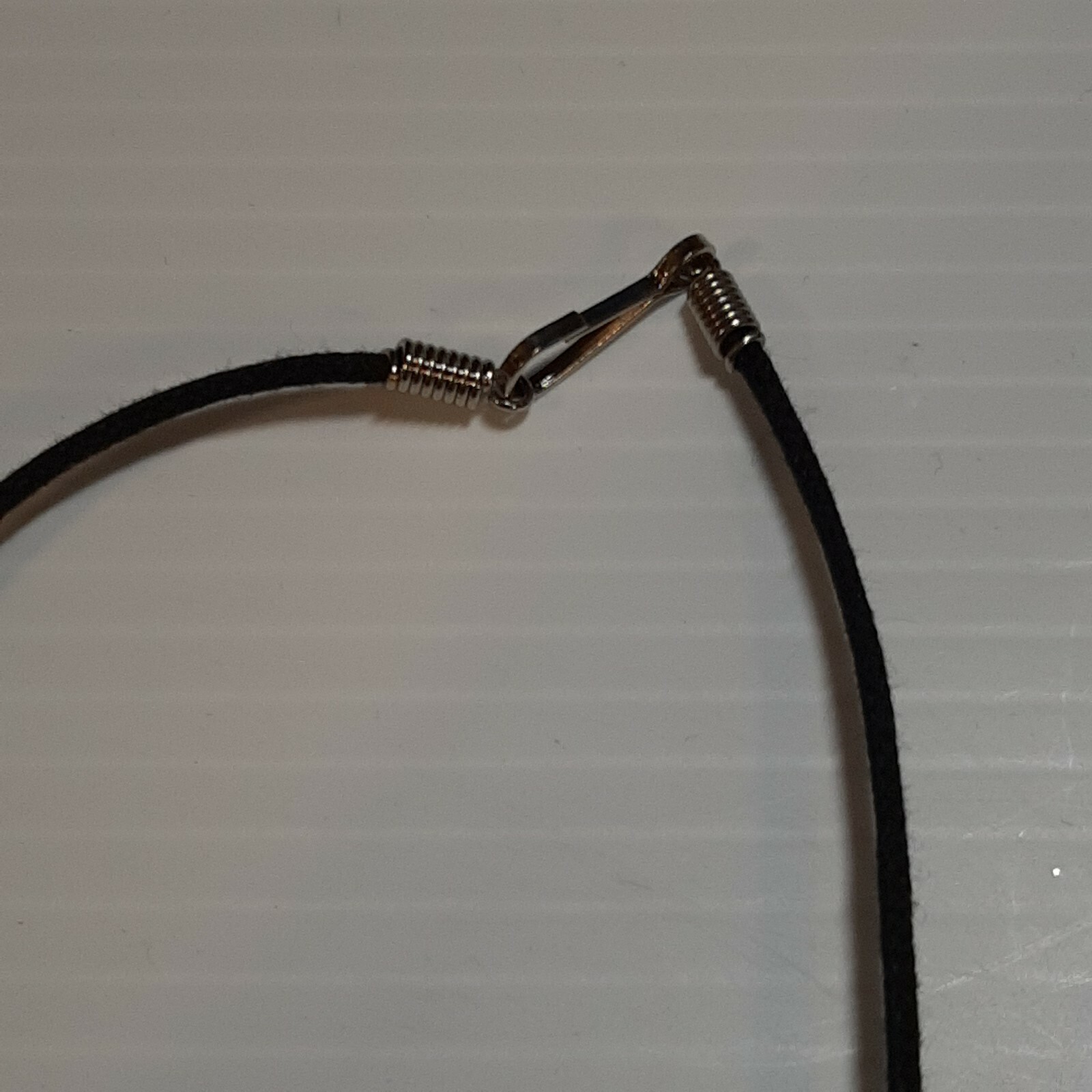 FISHING HOOK Pewter Pendant Charm / ROPE NECKLACE WITH COLOR BEADS