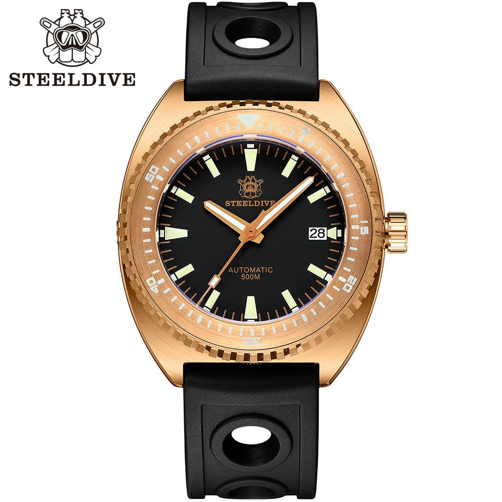 STEELDIVE SD1941S Mens Bronze 45mm 500M Automatic Dive Watch NH35 Sapphire