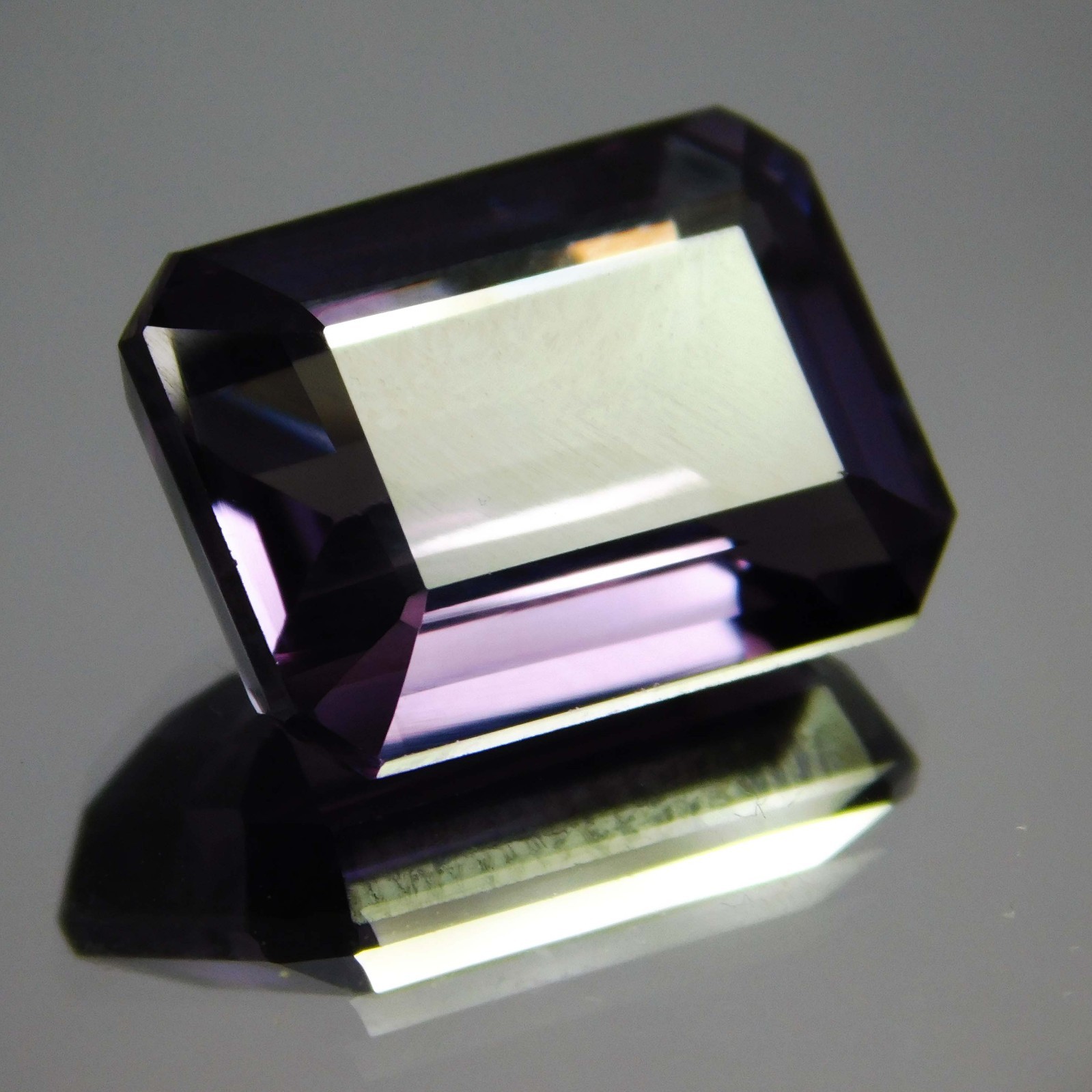 Certified 11.70 Ct. Natural Bi-Color Alexandrite Emerald Cut Loose Gemstone