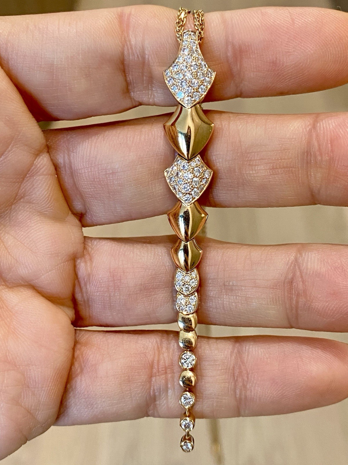 AKILLIS France 18K Rose Gold Diamond Python Necklace Extravagant $10K+ 4”
