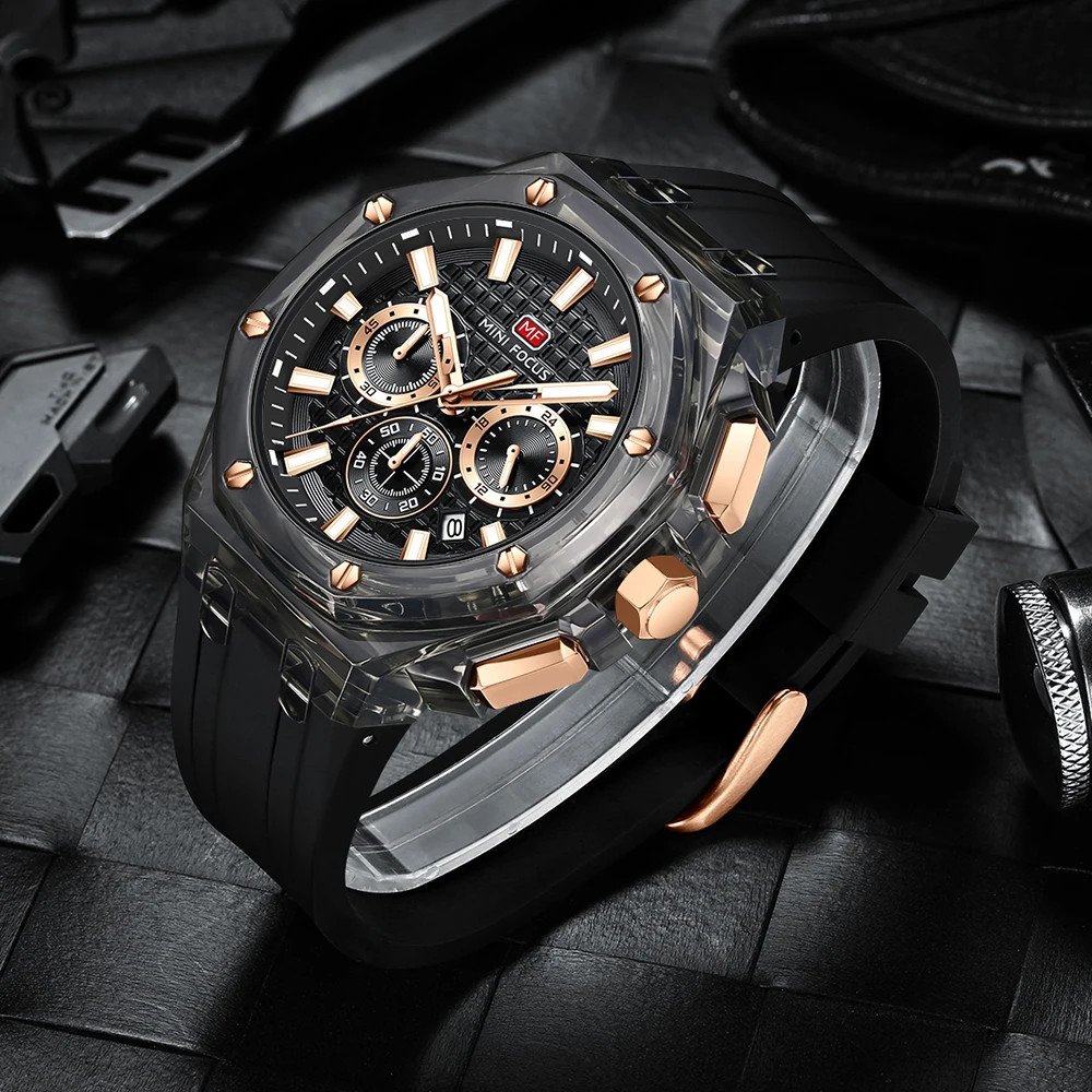 MINI FOCUS Fashion Multifunctional Quartz Watch for Calendar 24 Hours Display C