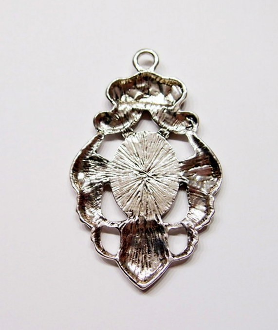 4 of 25x18mm Antique Silver Plated Victorian Crown Crest Pendant Setting 75x43mm
