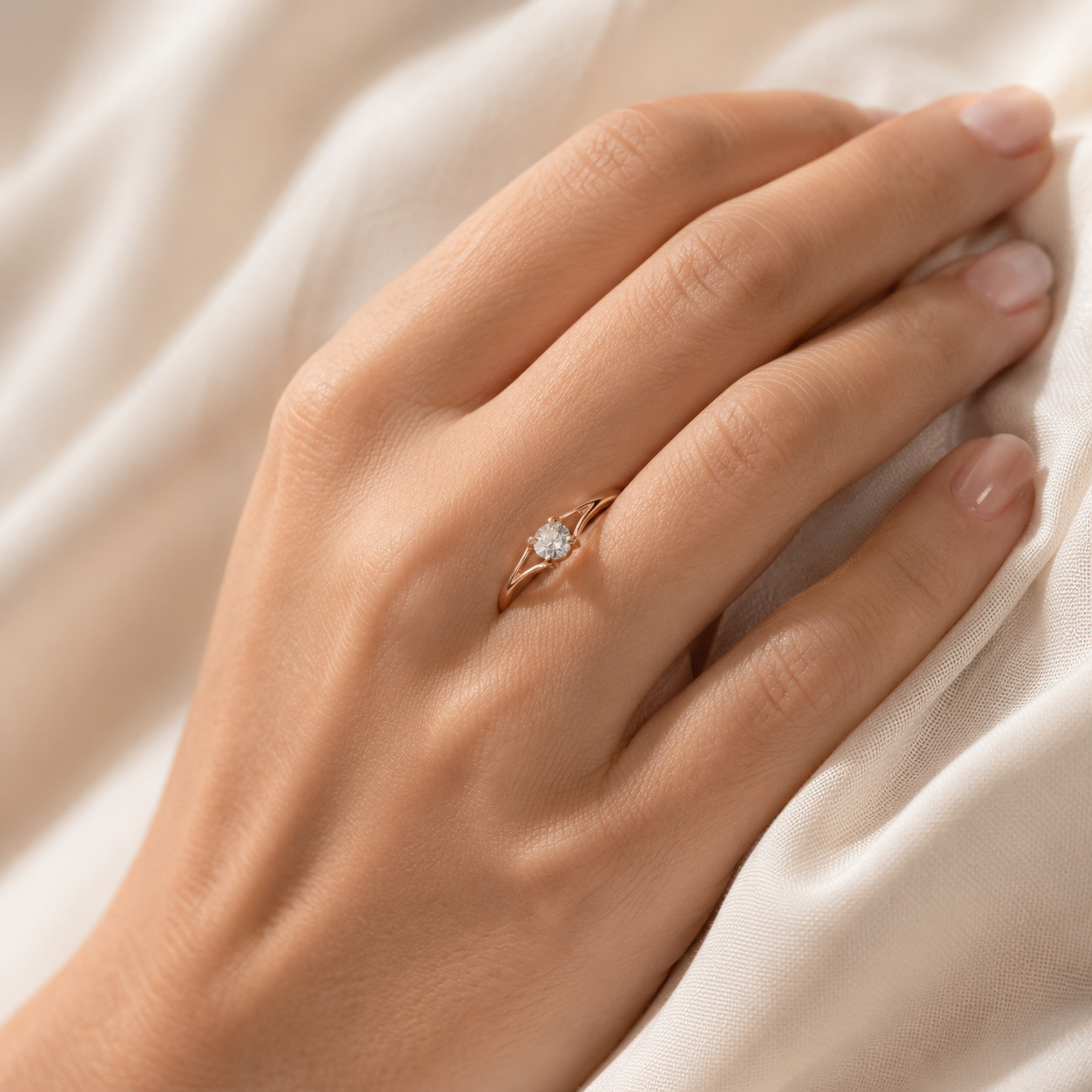 4mm Round Moissanite Solitaire Ring 925 Sterling Silver Split Shank Women