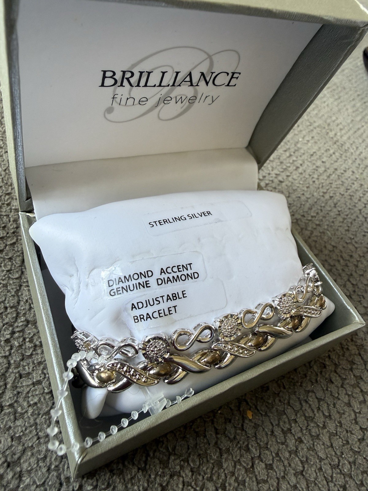 Brilliance 925 Sterling Silver Adjustable Bolo Bracelet, Round White Diamond