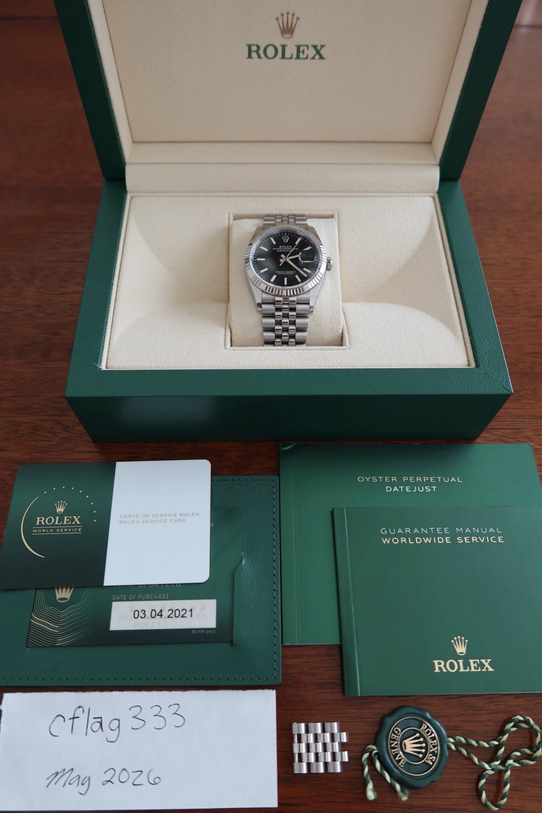 Rolex Datejust 126234 Watch Stainless Steel Jubilee Fluted, 36mm, Black Dial