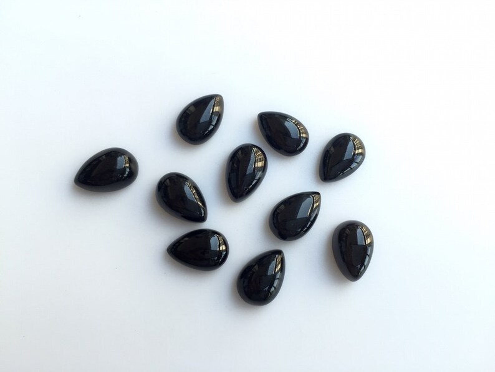 Natural Black Onyx Pear Cabochon 4x6mm AAA+ Loose Gemstone Lot