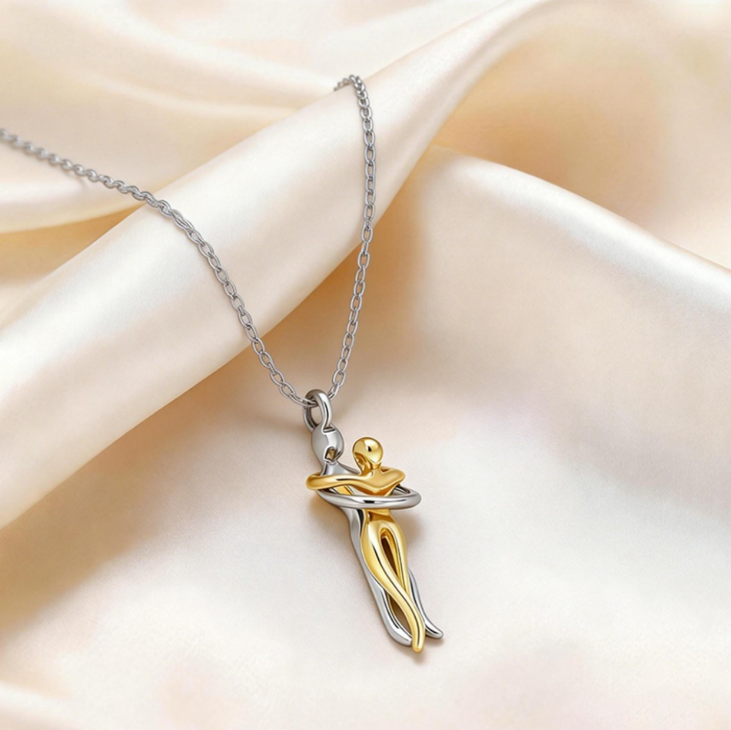 2026 Promise Couple Hug Necklace Hugging Pendant Lovers Jewelry Gift
