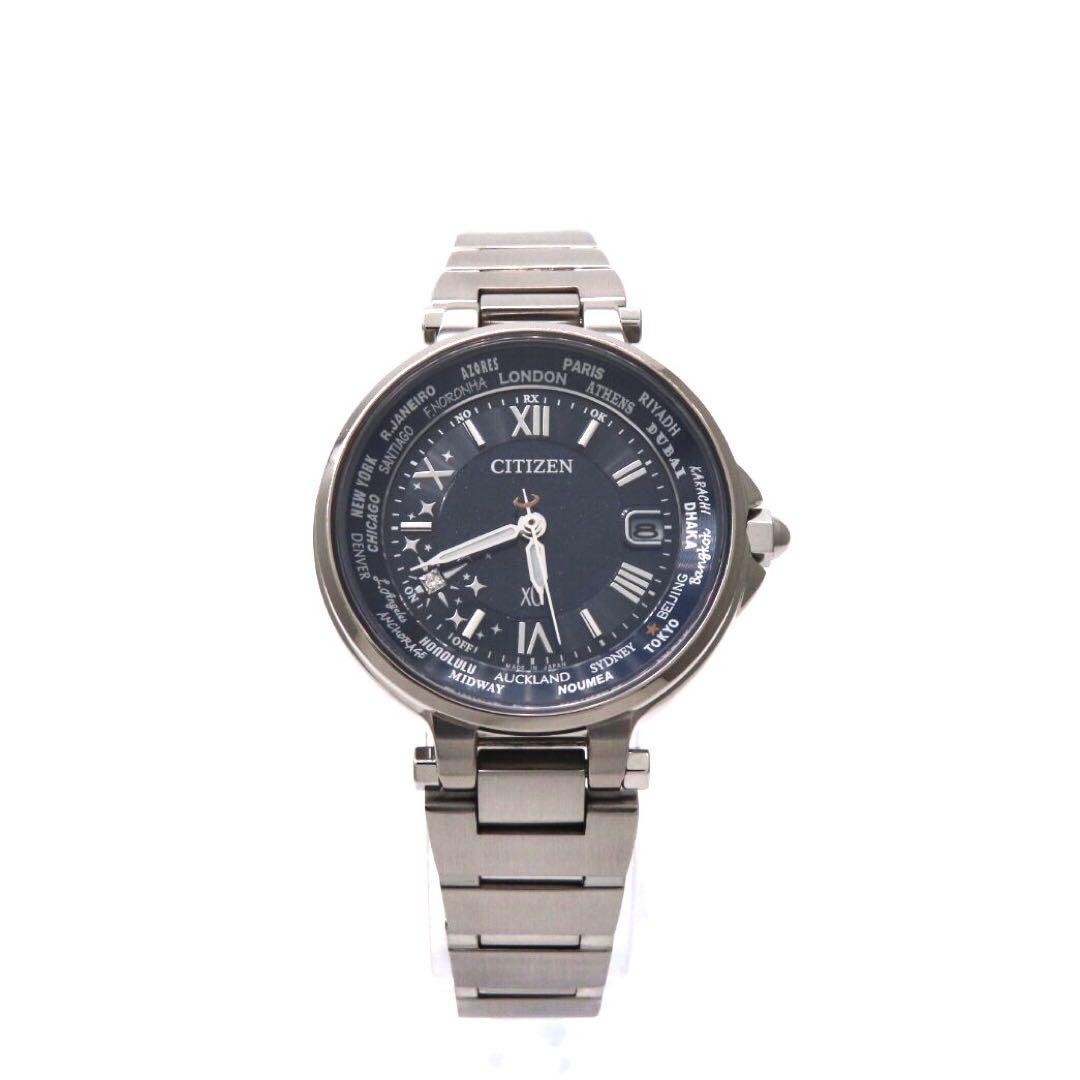CITIZEN xC Happy Flight EC1010-81L Radio Solar Diamond Ladies Watch Navy Dial