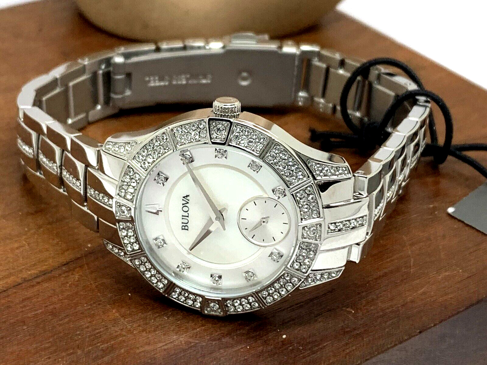 Bulova Women’s Watch 96L291 Quartz White Mother of Pearl Dial Crystal Accent