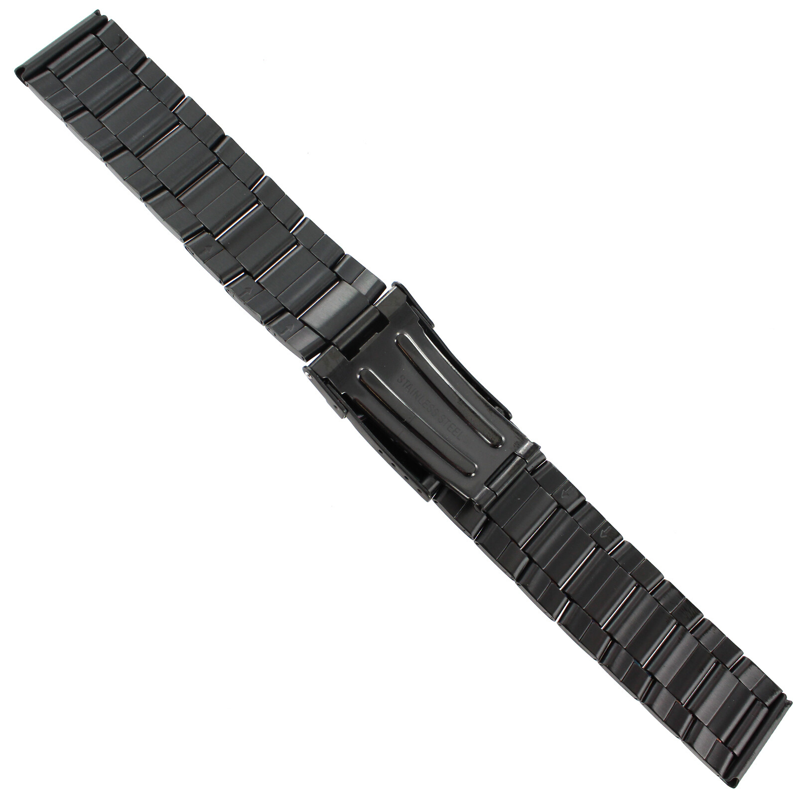 20mm deBeer Black PVD Stainless Fold Over Deployment Clasp Mens Band Long LM614