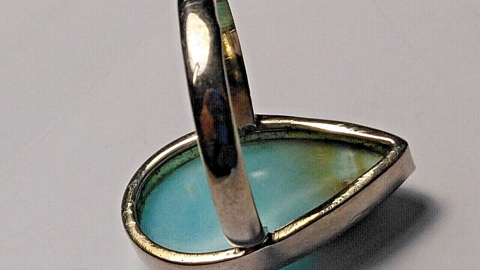AESTHETIC NATURAL LARIMAR IN STERLING SILVER.925 RING SIZE 8.75-9.0!