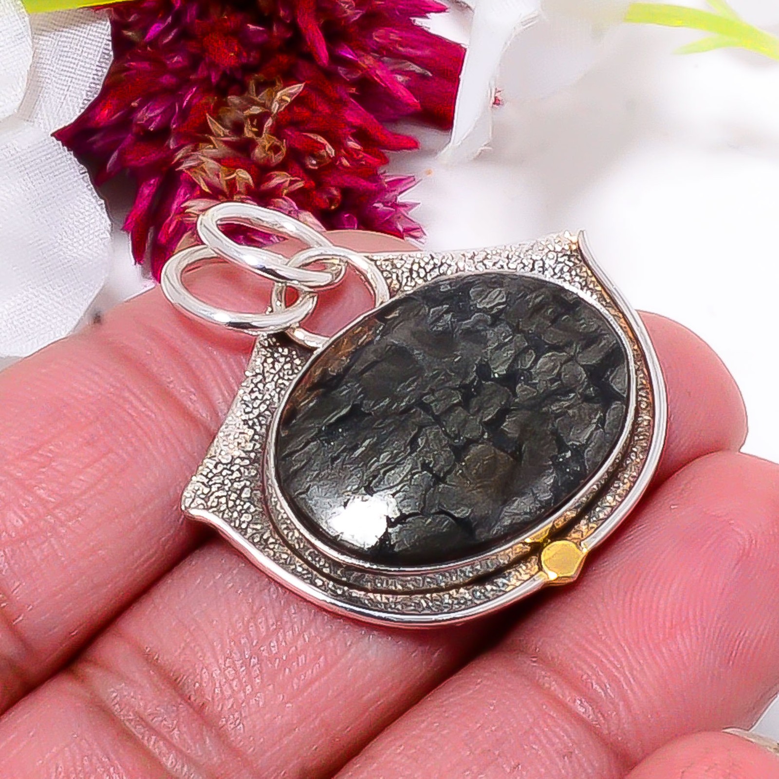 Marcasite – Callahan Mine 925 Sterling Silver Two Tone Pendant 1.37″ sku11