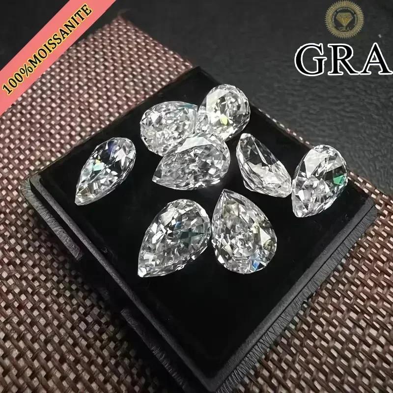 US D Color Pear Cut 0.3-8ct VVS1 GRA Certificate Sparkling Lab-Grown Moissanite