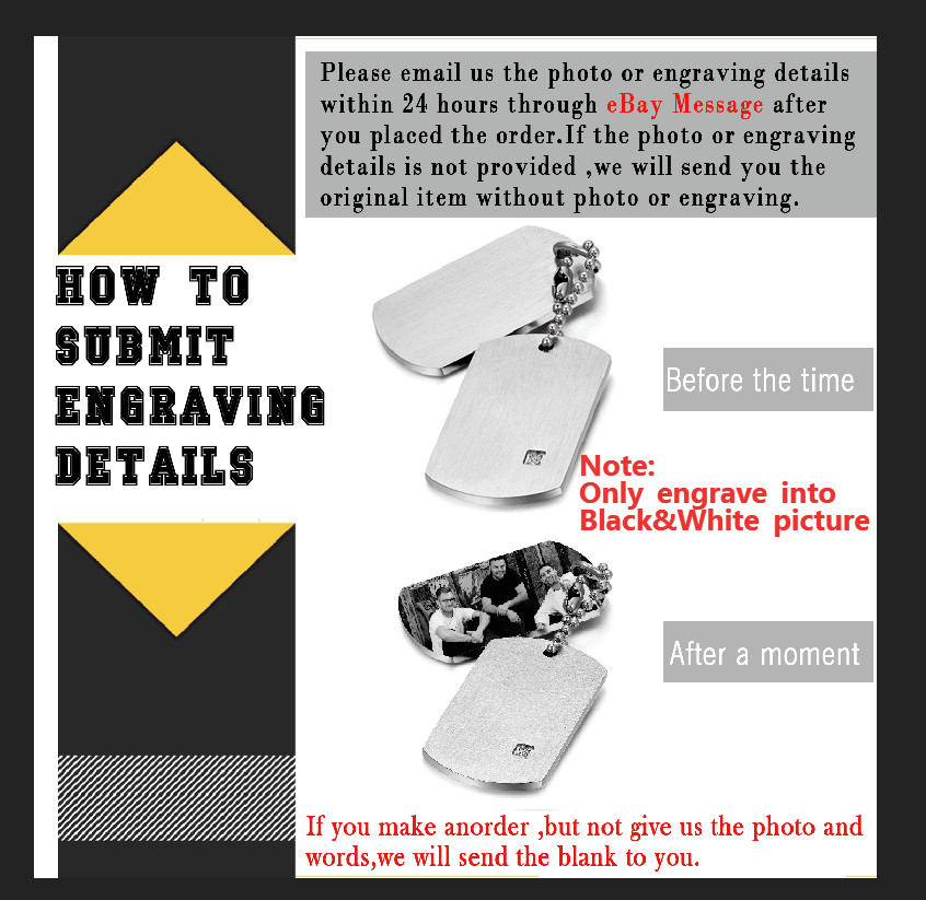 Men’s Personalized Engraved Custom DIY Photo Picture 2 Dog Tags Pendant Necklace