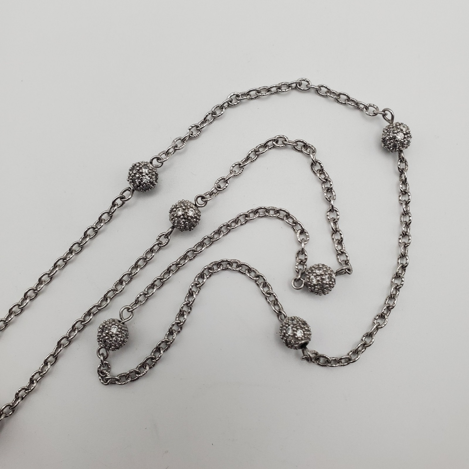 ESPO SIG SNAP Solid Sterling CZ Station Cable Chain 16″ with CZ Snap Cross