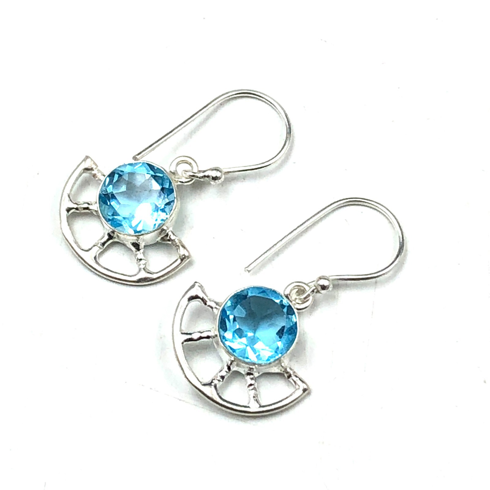 Natural Sky Topaz Gemstone Drop/Dangle Blue Earrings 925 Sterling Silver Jewelry