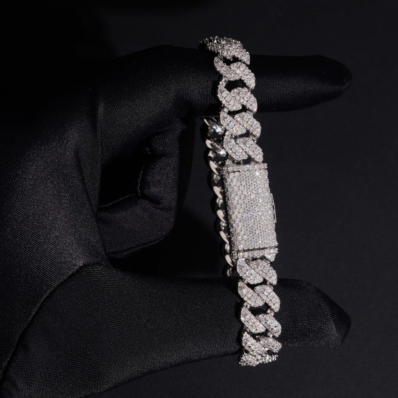 Bracelet 10mm Hip Hop VVS Moissanite Bracelet Brass Moissanite Cuban Link Bracel