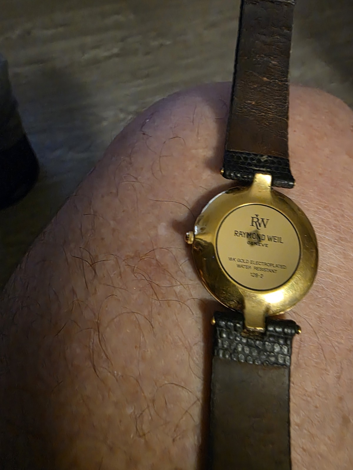 Raymond Weil Othello Quartz Gold Plated 23mm White Roman Dial Black Leather