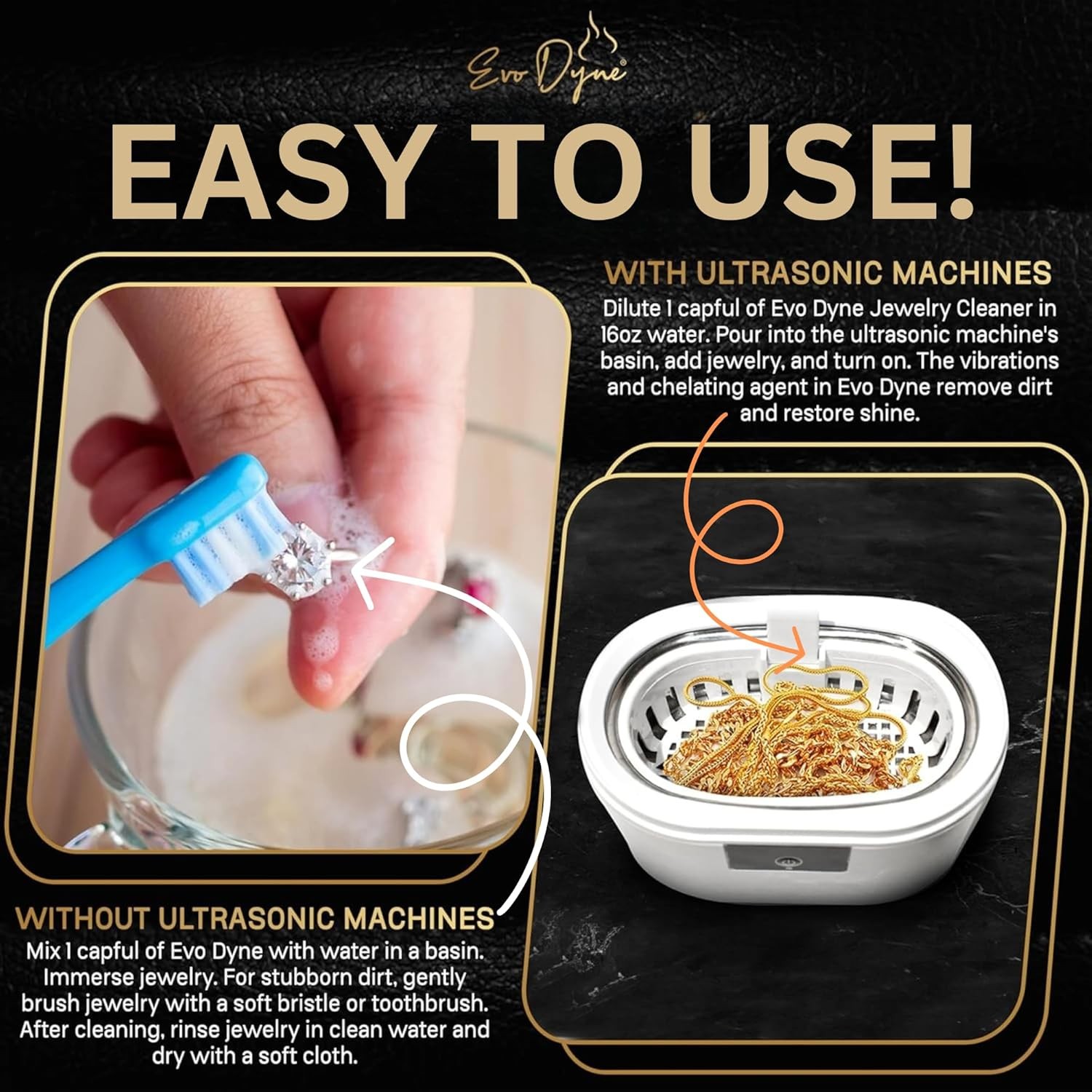 Ultrasonic Jewelry Cleaner Solution (16Oz) Concentrated Jewelry Cleaner for Diam