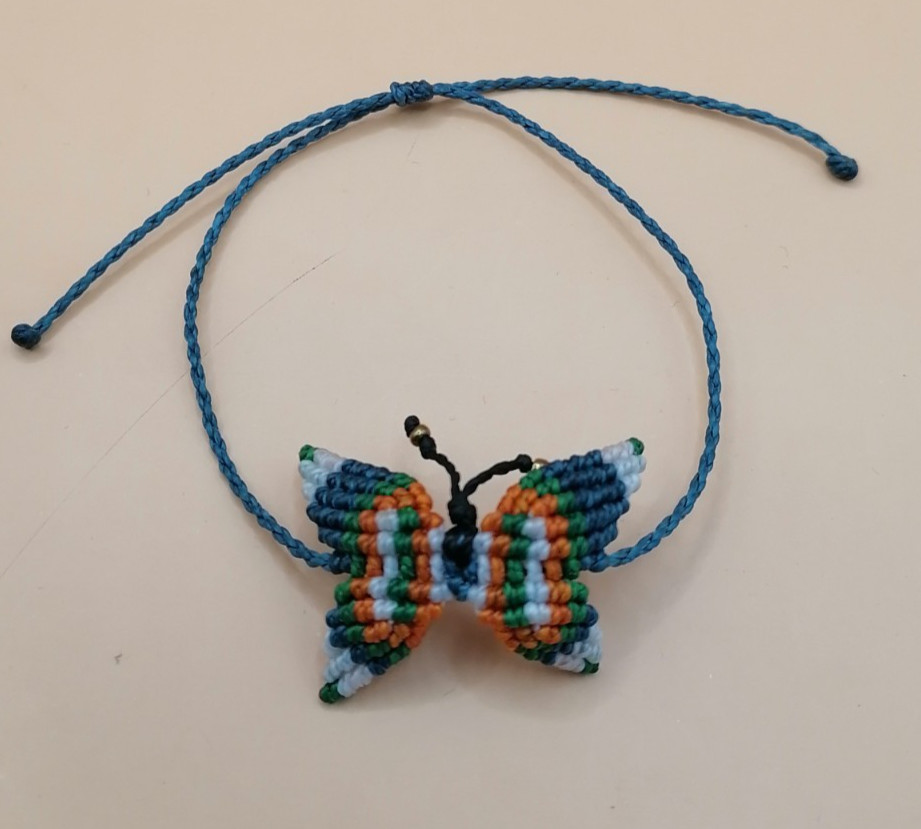 Handmade Macrame Anklet with Butterfly Design