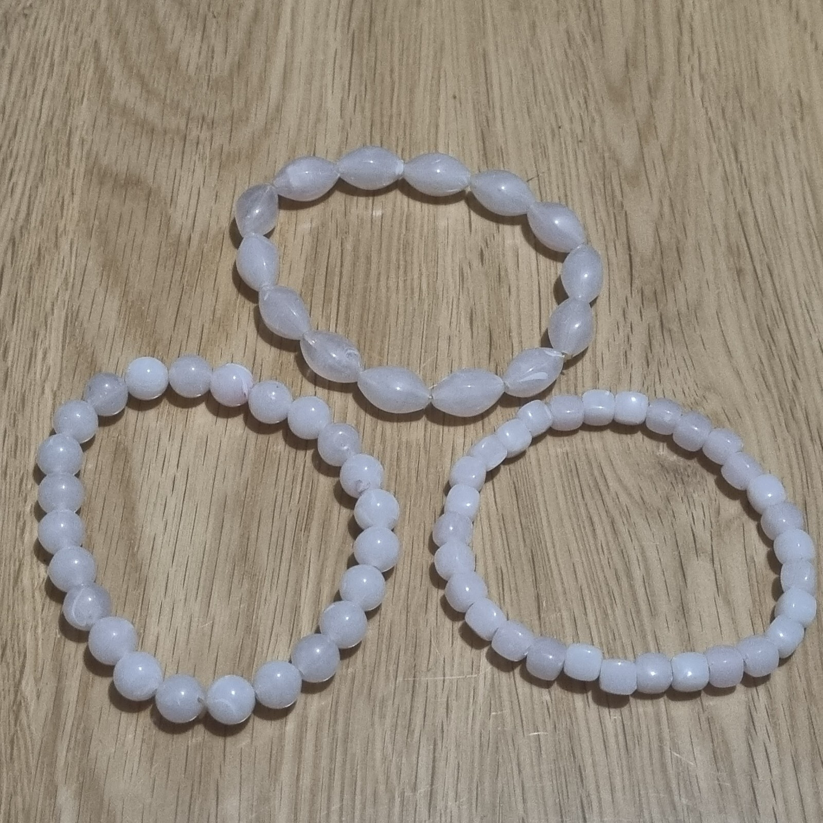 LOVELY SET OF 3 ROSE PALE PINK VARIOUS MULTI BEAD BRACELETS