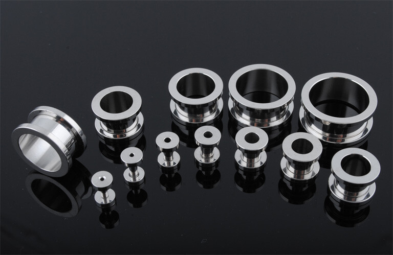 2pc Black Silver Gold Anodized Titanium Screw Fit Flesh Tunnels Ear Plugs