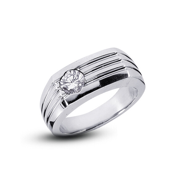 1/2 CT H SI1 Round Cut Earth Mined Certified Diamond 18k Gold Classic Men’s Ring