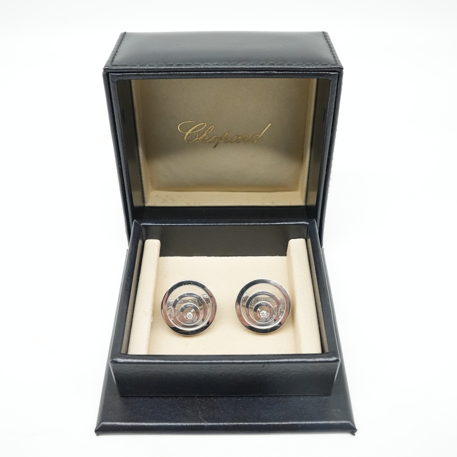 Authentic Chopard Happy Spirit with Dancing Diamond Earrings 18K WhiteGold 36.3g