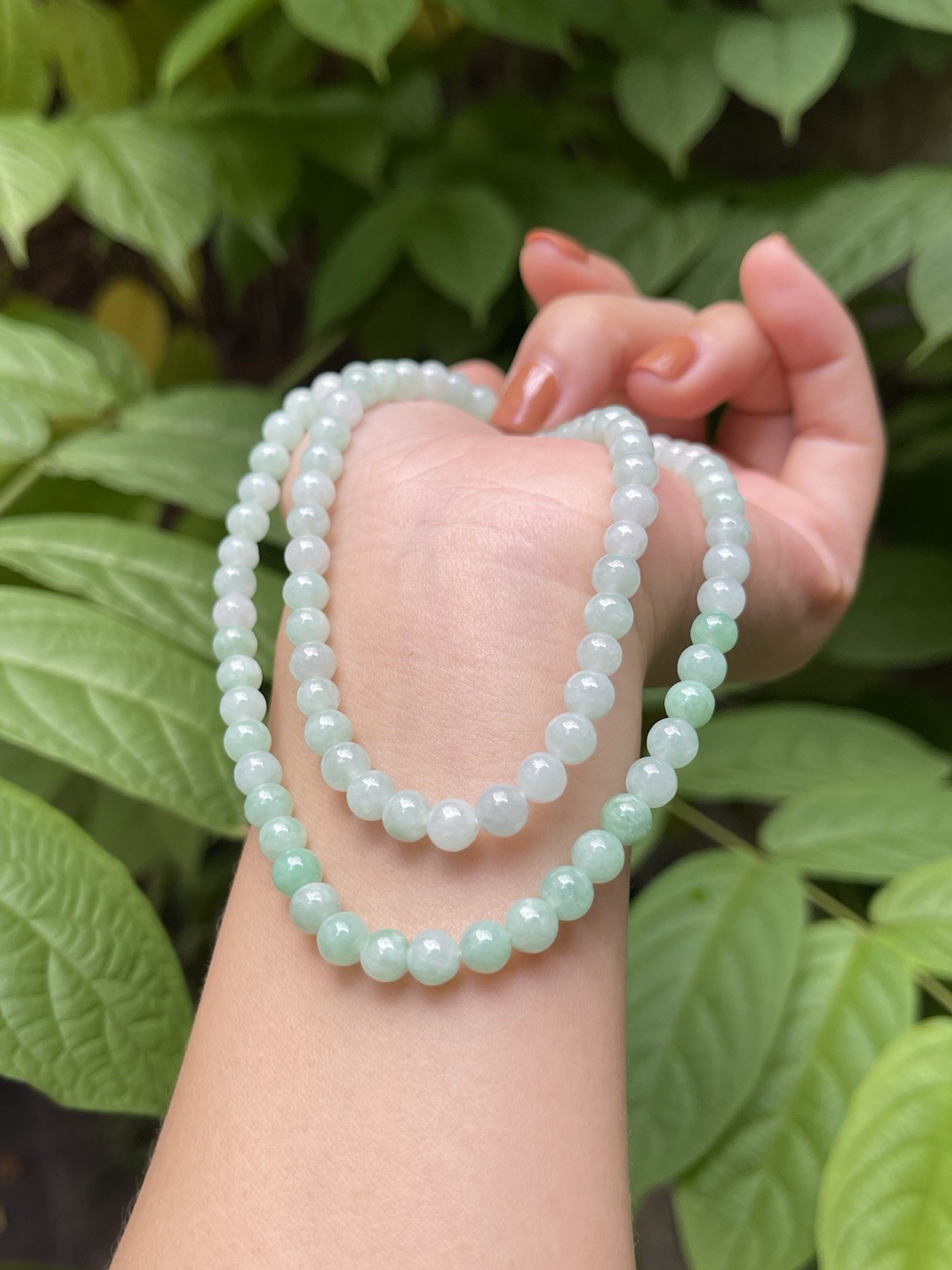 Burmese Type A Jadeite Necklace Bracelet Apple Green Floating 5.8mm 50cm
