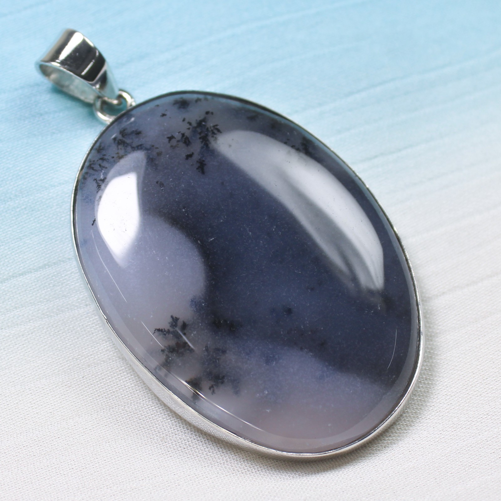 Dendrite Opal Pendant 925 Sterling Silver Vintage Gemstone Jewelry 13.75 g