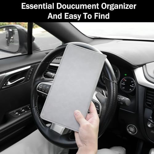 UYYE Auto Car Registration and Insurance Documents Holder – PU Leather Grey