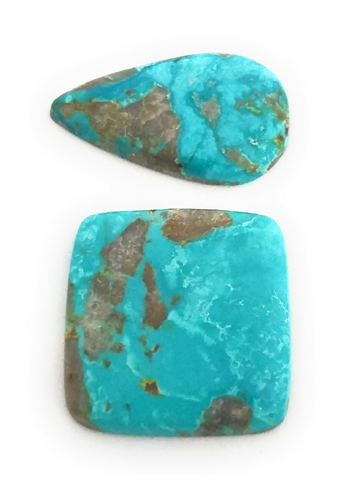 2 pcs 100% Genuine Persian Turquoise Cabochons 25-29mm
