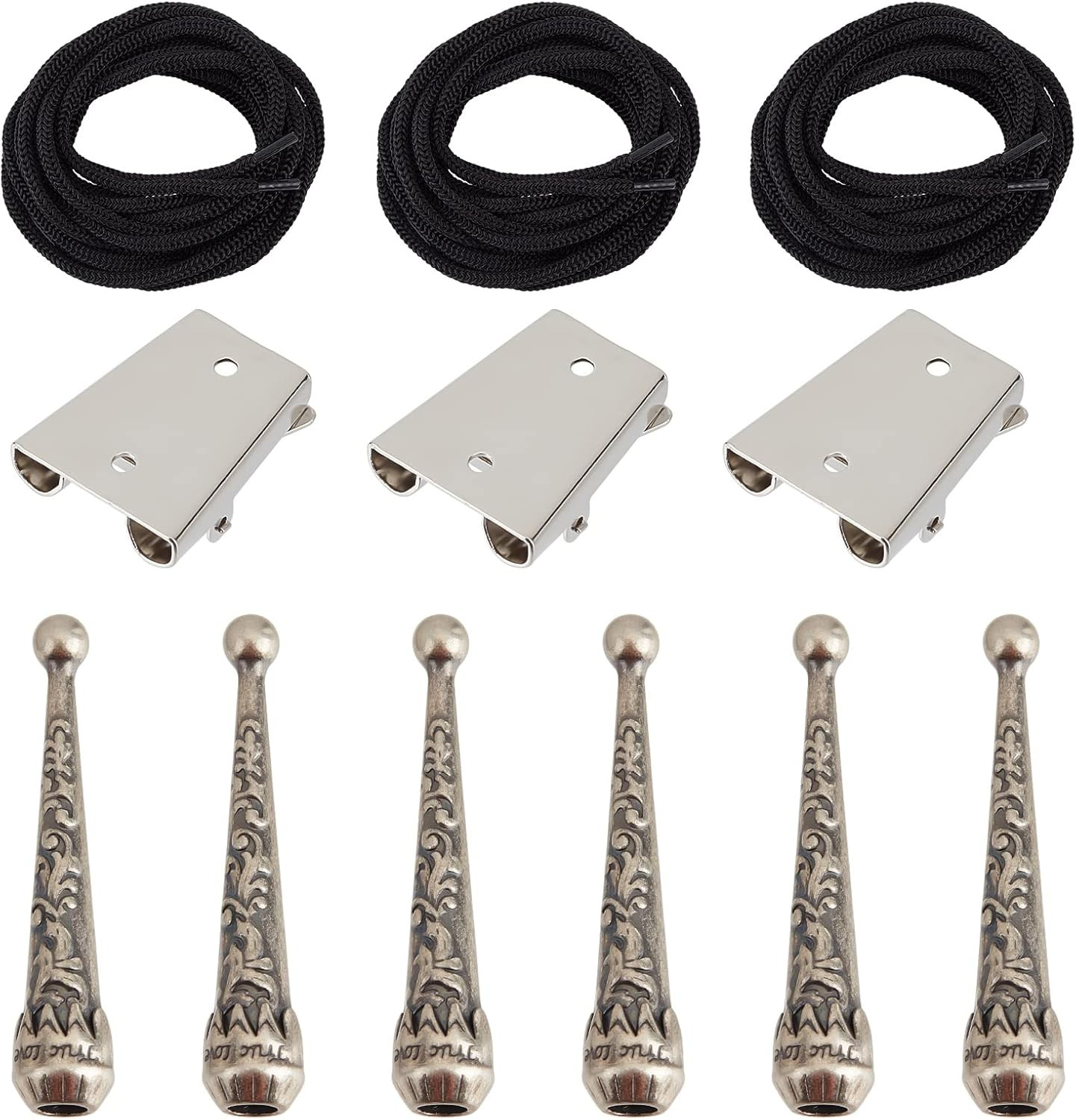 3 Sets Iron Bolo Tie Findings Kit Sterling Silver Plated Parts round Slide Textu