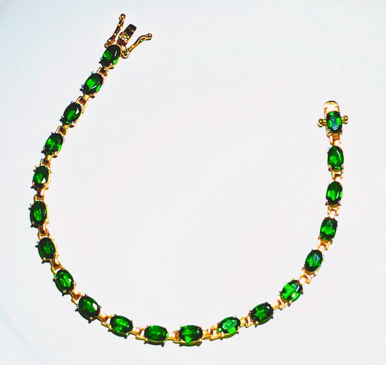 ~CHROME DIOPSIDE TENNIS BRACELET~ ( 14K) YG OVER SOLID (.925) STERLING SILVER