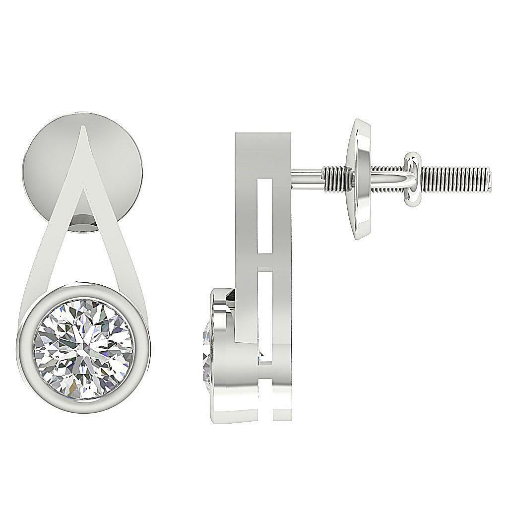 Dangle Earrings SI1 G 1/2Ct Round Cut Diamond 14K White Gold Appraisal 0.47Inch