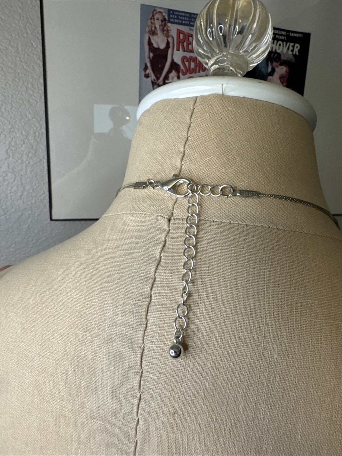Silver And Black Square Beads 2 Strand Approx 24” Lobster Clasp Adjustable